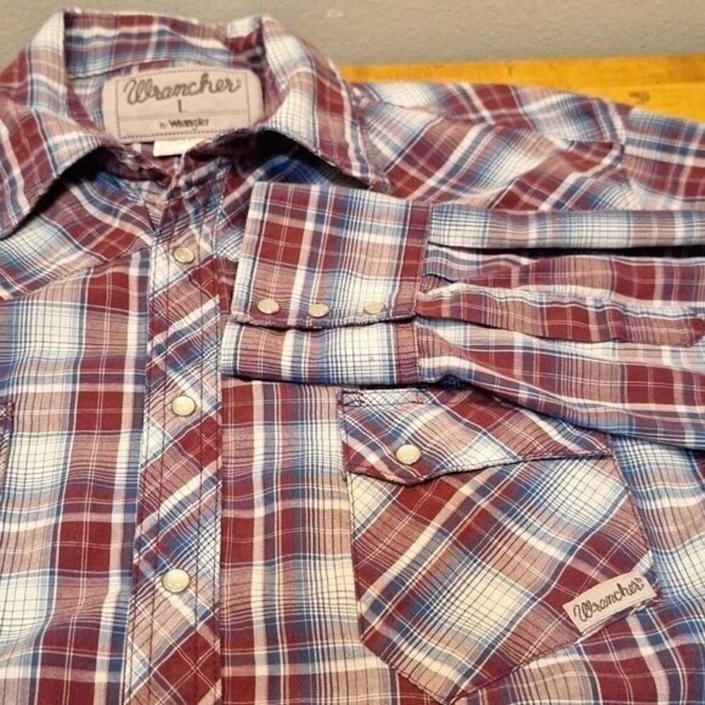 Wrancher by Wrangler Pearl Snap Long Sleeve Womens Large Plaid